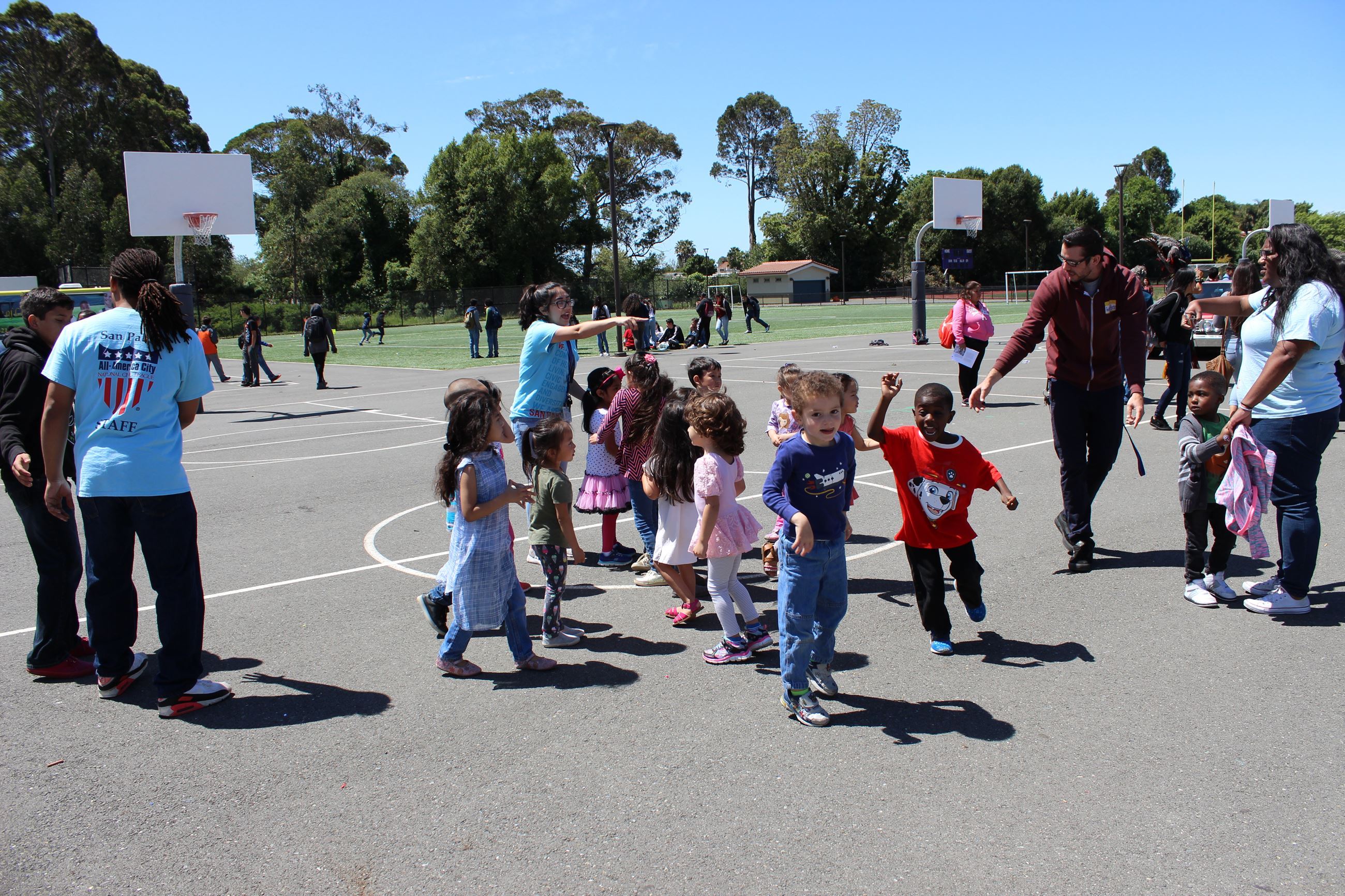 Camp Participants playing on Basketball Courts