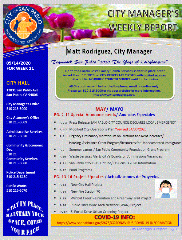 City Manager Report-Week 21 May 14