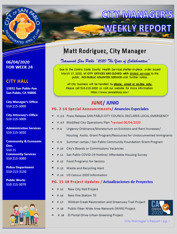 City Manager Report - Week 24 June 4
