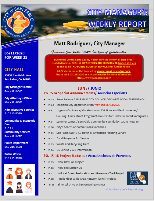City Manager Report - Week 25 June 11
