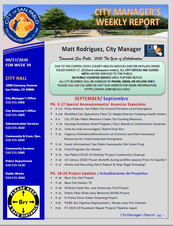 City Manager Report - Week 39 September 17