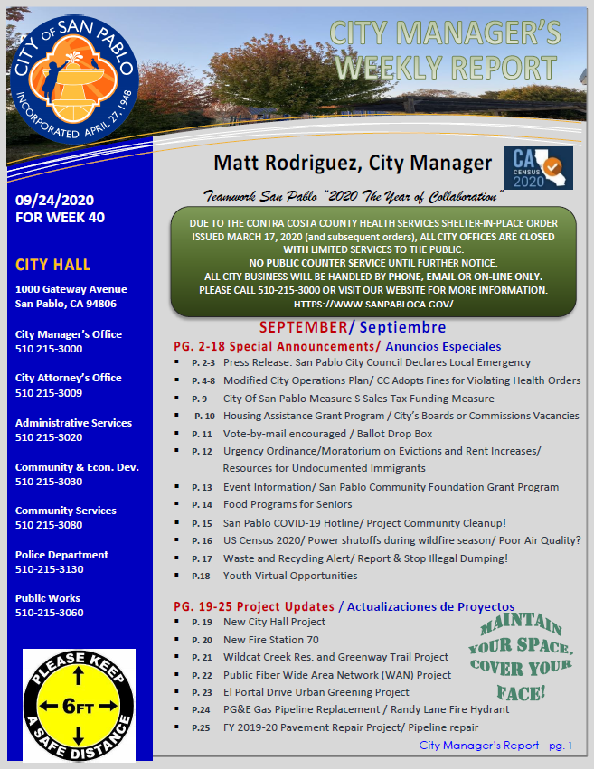 City Manager Report - Week 40 September 24