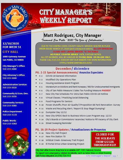 City Manager Report - Week 51 December 10