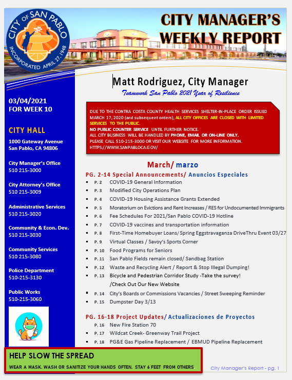 City Managers Weekly Report-March 4, 2021 (PDF)