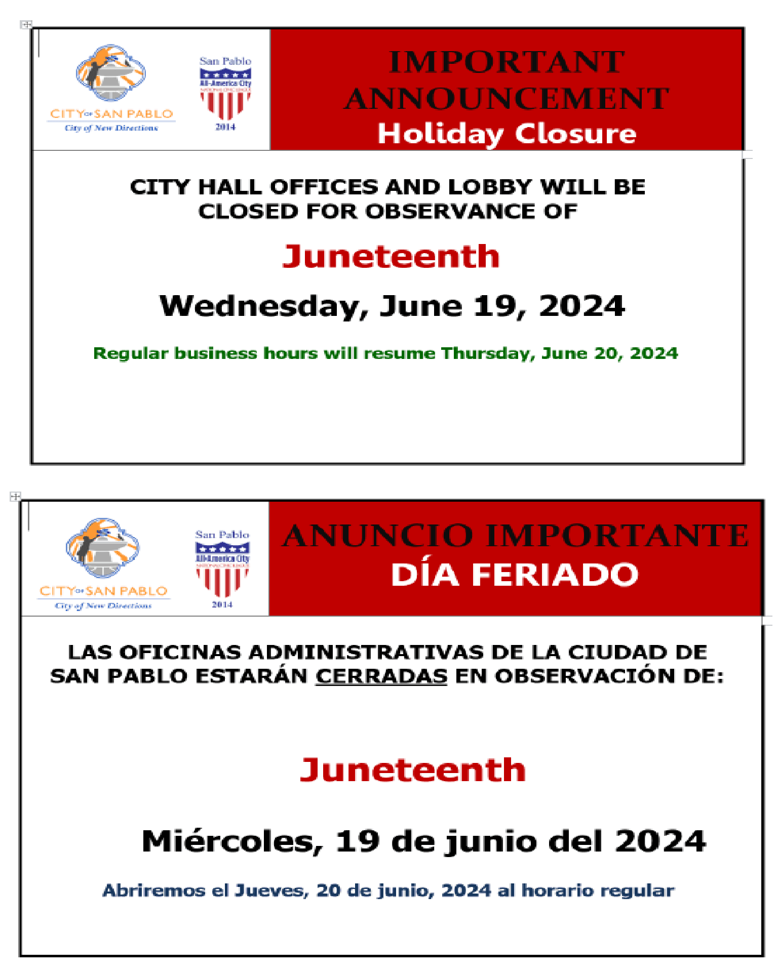 Juneteenth 2024 Holiday BOTH