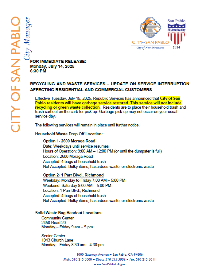 2025-07-14 EOD English Republic Services Interruption