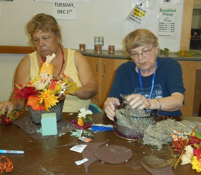 Senior Center Participants enjoying Fall Arts & Crafts