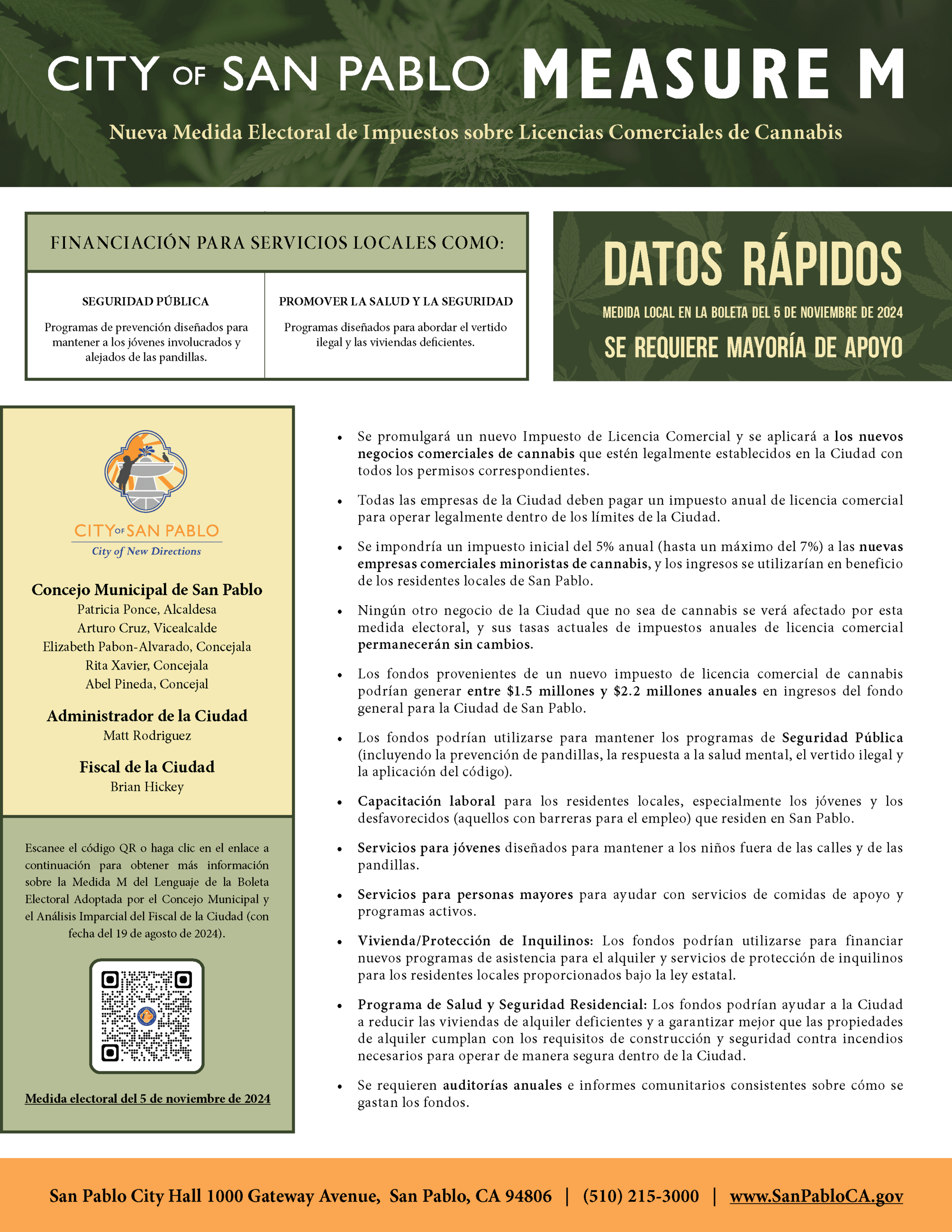 Spanish_CITY OF SAN PABLO MEASURE M - COMMERCIAL CANNABIS BUSINESS LICENSE TAX BALLOT MEASURE2 (002)