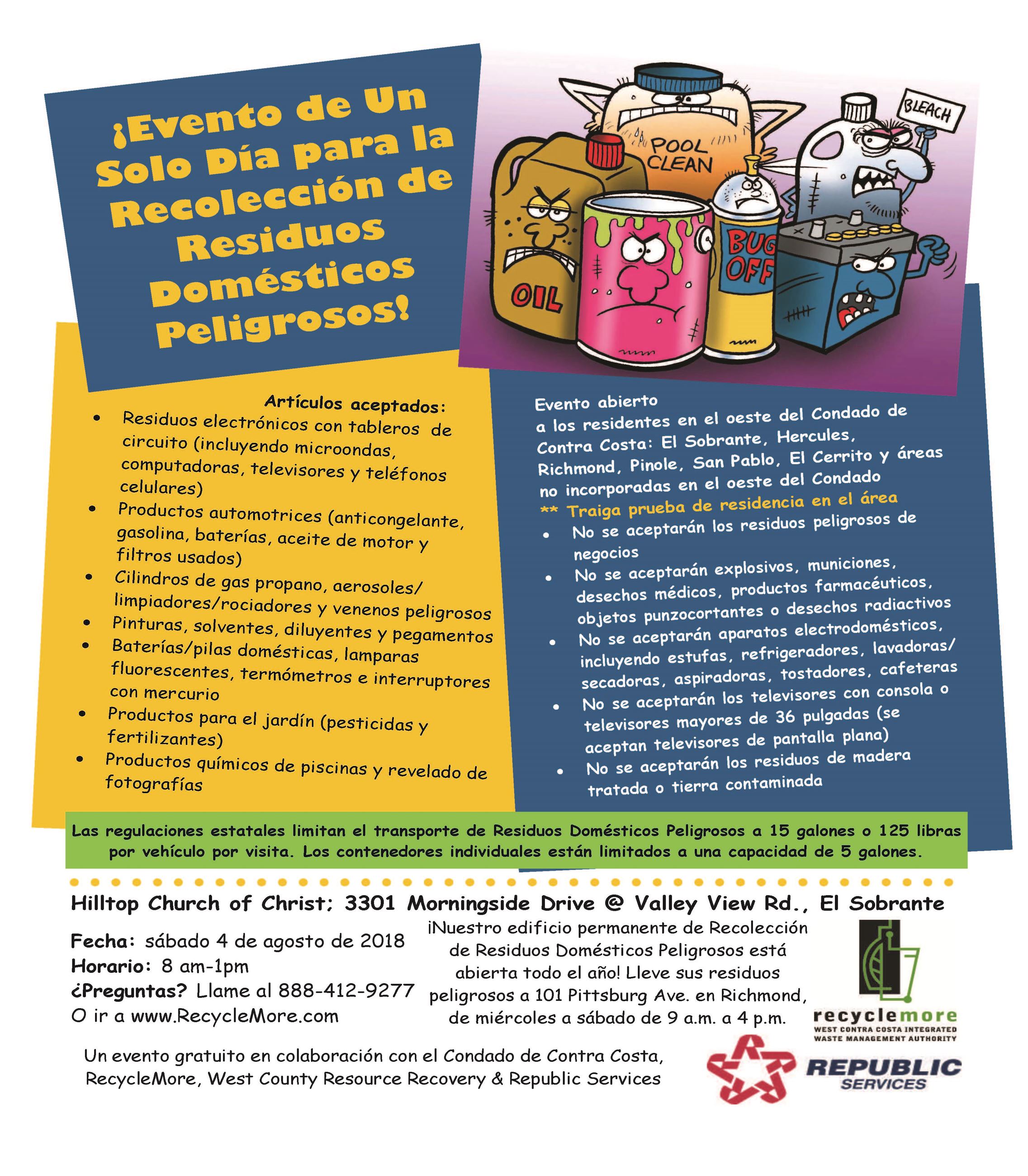 HHW Event El Sobrante 2018 Spanish